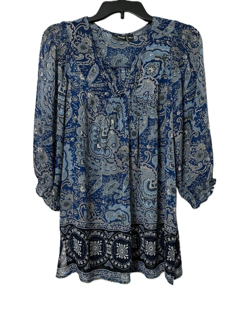 a.n.a. Women's Top 3/4 Sleeves Paisley & Floral Print Tunic Top Size L